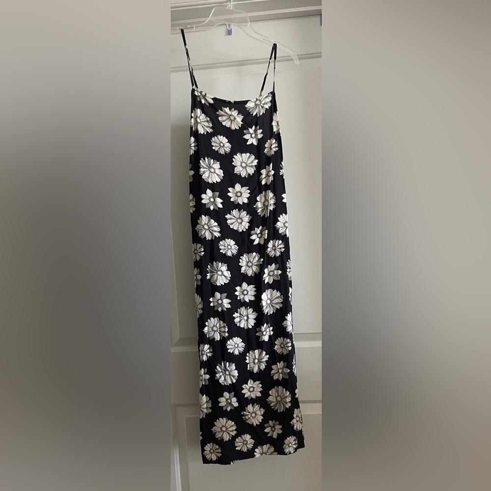 Billabong Black Maxi Slip Dress with White Daisy Print